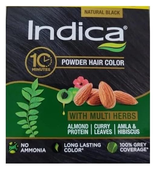 Indica 10Minutes Powder Hair Color 5gm Black 10+2 Offer Pack [10x32] (INR 21|NPR 33.60)